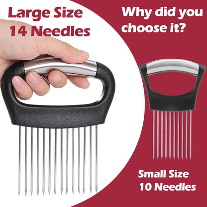 JAYVAR Large Onion Holder for Slicing, 304 Stainless Steel | Large Onion Cutter Vegetable Chopper, Tomato Slicer for Potato, Practical Meat Tenderizer Tool