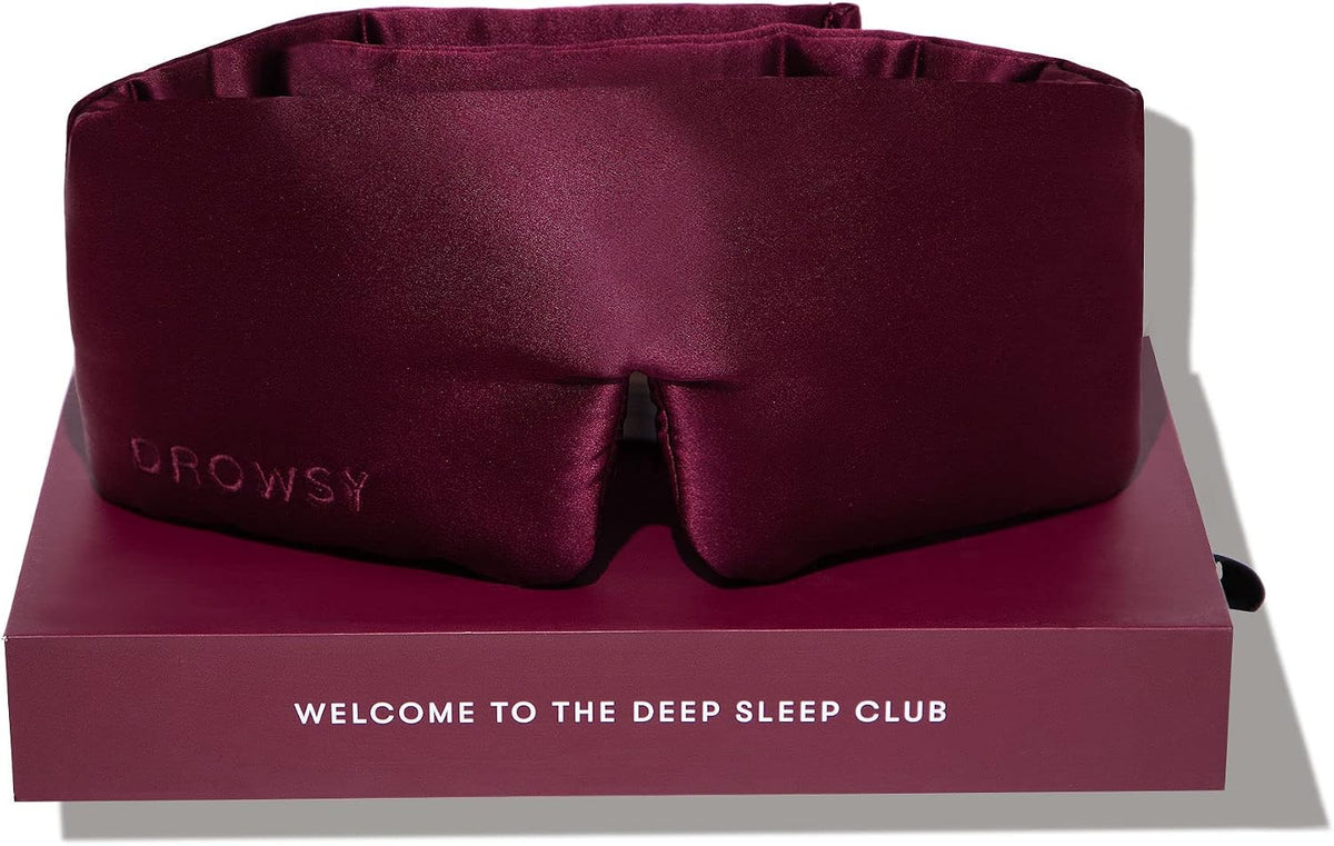 DROWSY Silk Sleep Mask - Face-Hugging, Padded Cocoon for Luxury Sleep in Total Darkness - 100% Pure Mulberry Silk, Skin-Hydrating & Adjustable (Midnight Blue)
