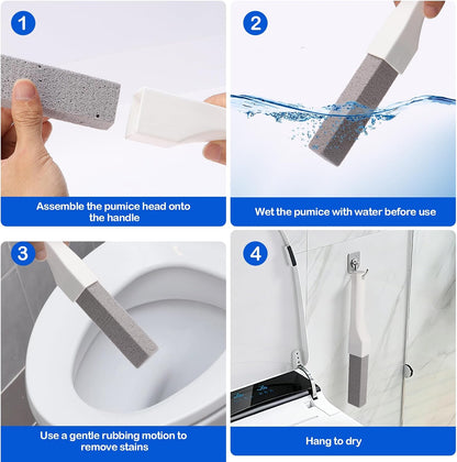 Pumice Stone Toilet Bowl Cleaner with Handle for Hard Water & Rust | Toilet Pumice Stone for Hard Water Ring, Rust Stains, Toilet Bowls and Sinks