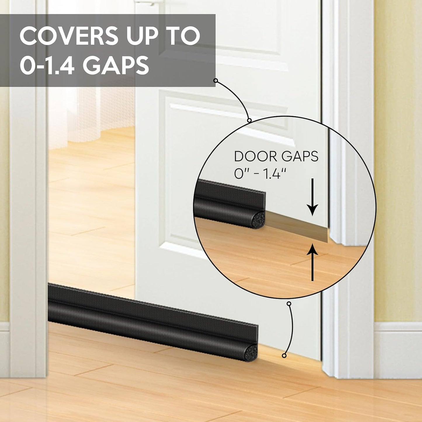 HomeProtect Door Draft Stopper Weather Stripping Door Seal Under Door Sweep Block Cold Air Gaps Front Soundproof Draft Blocker for Bottom of Door Suitable for Interior/Exterior,White