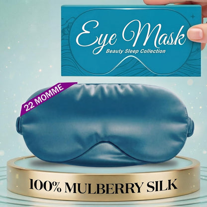 SLEEP SANCTUARY 100% Pure Mulberry Silk Sleep Mask - 22 Momme Light Blocking 3D Contour Silk Eye Mask for Sleeping - Secure Fit for Side Sleepers, Women & Men - Cloud Soft (Misty Blue)
