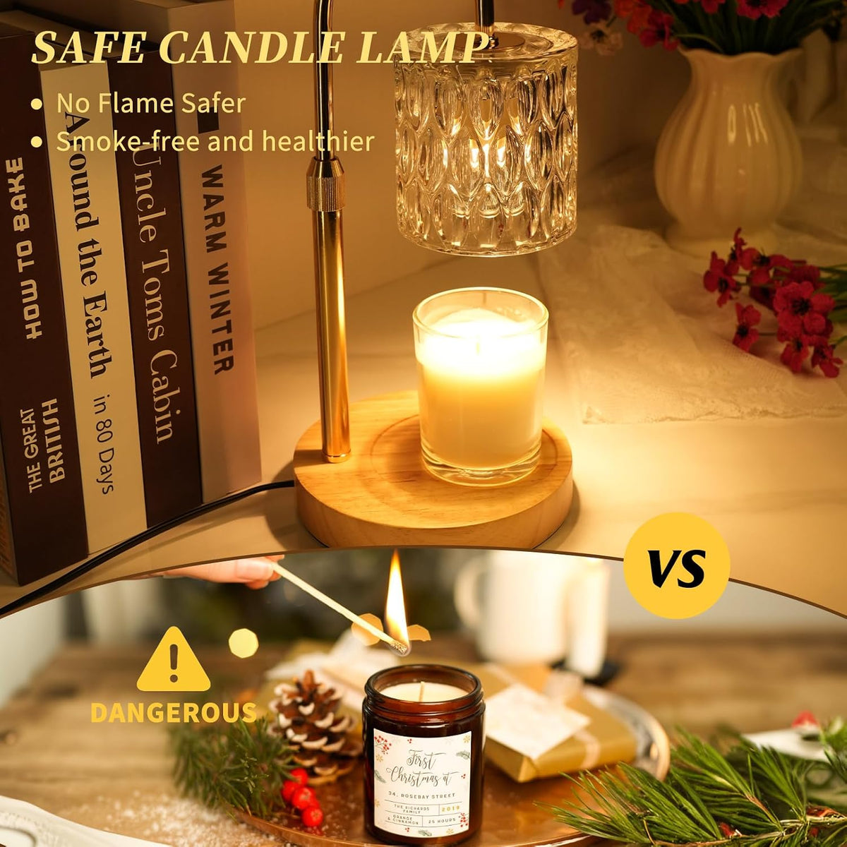Candle Warmer Lamp with Timer, Blue Birthday Gifts for Women Home Decor
