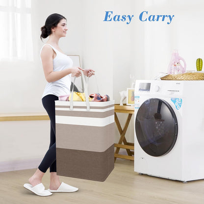 BlissTotes 3-Pack Laundry Basket, Collapsible Laundry Hamper, Grey, 75L | Laundry Clothes Hamper, Hampers for Bedroom, Freestanding Hamper with Handles, Clothes Laundry Basket
