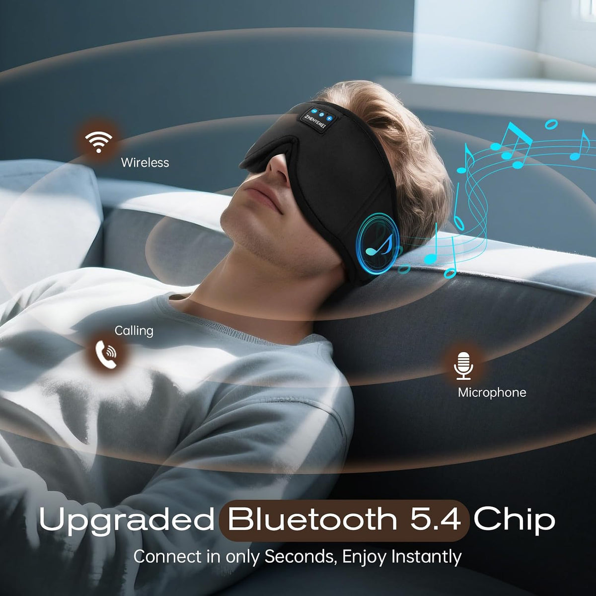 Sleep Mask with Bluetooth 5.4 Headphones, Removable 3D Eye Cups, Timing Sleeping Headphones for Side Sleepers, Wireless Music Eye Mask Speakers for Men, Women, Tech Gifts, Pink