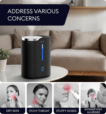 GENIANI Cool Mist Air Humidifiers for Bedroom, Plants, and Large Rooms - Quiet Humidifiers for Baby Room with Auto Shut Off & Night Light (3.9L, White)