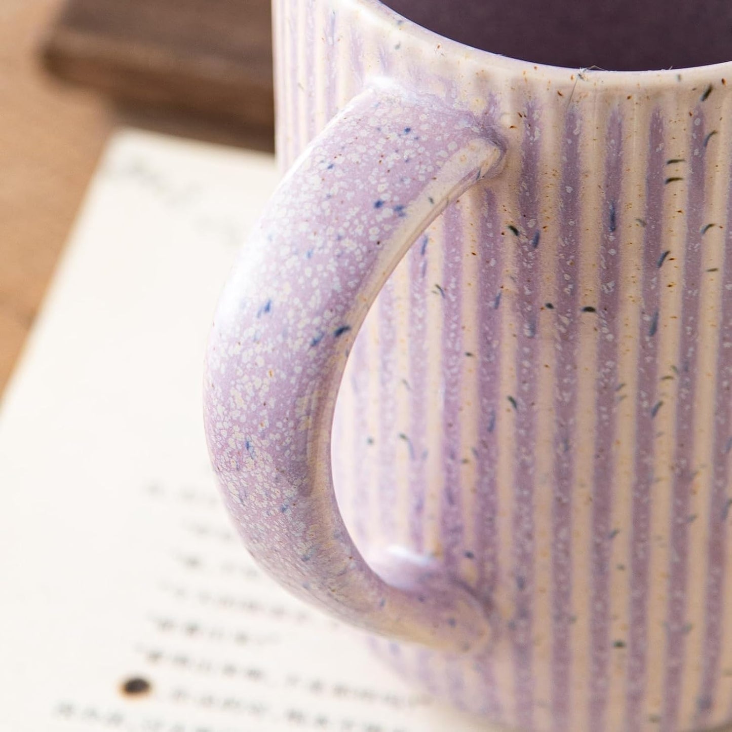 Yundu 15.5oz/470ml Flambe Purple Ceramics Teacups with Infuser and Lid, Loose Leaf Tea Cup