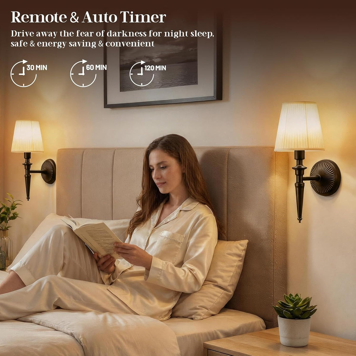 Battery Operated Wall Sconces Set of 2, Wireless Rechargeable Wall Lights with 12 RGB Colors and 3CCT Dimmable, Small Fabric LED Wall Lamps for Bedroom, Living Room, Hallway, Gold