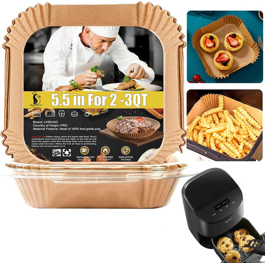 Air Fryer Liners Disposable 9 Inch, 9 inch Air Fryer Liners 125 Pcs Large Square Air Fryer Paper Liners for 5QT 6qt 8QT Air Fryer, Non-stick Parchment Paper for Frying, Baking