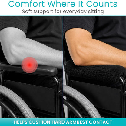 Vive Wheelchair Armrest Pads (2 PCS) - Memory Foam Sheepskin Cushion