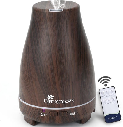 Diffuserlove Diffuser 2 Pack Essential Oil Diffuser 200ML Remote Control Ultrasonic Aromatherapy Diffuser Mist Humidifiers for Bedroom Office Yoga