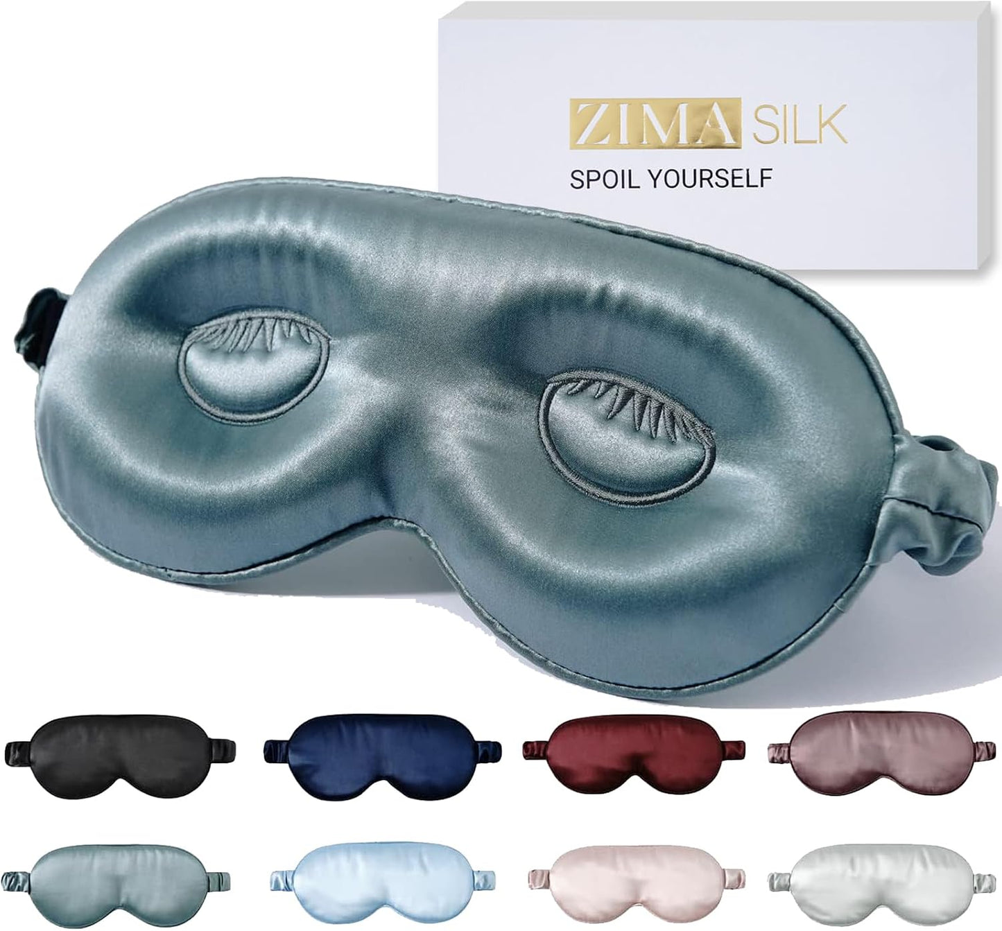 ZIMASILK Adjustable 22 Momme 100% Pure Mulberry Silk Sleep Mask, 3D Contoured Cup Eye Mask for Sleeping, Super Soft Breathable Blindfold, Perfect Blocks Light for Sleeping (Black)