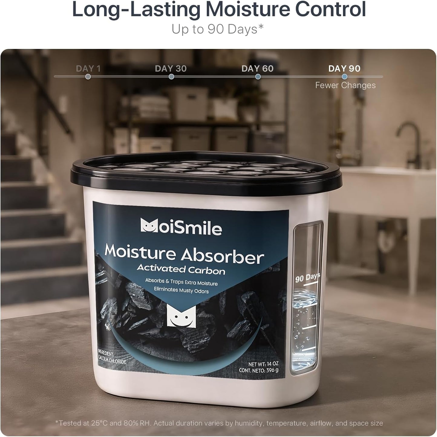 Moisture Absorbers with Activated Charcoal, Humidity Control & Air Deodorizing Preparations for Closet, Bathroom, Basement, Car & RV, 3 Pack