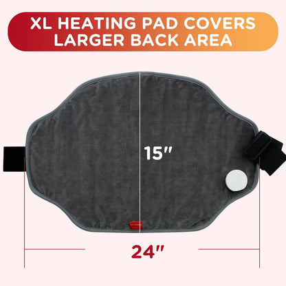Comfytemp Heating Pad for Back & Period Abdomen, FSA Eligible HSA, XL, Grey