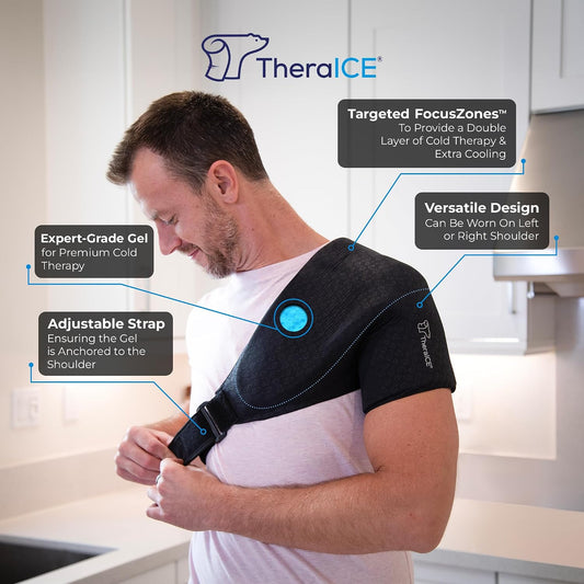 TheraICE Shoulder Ice Pack Wrap PRO, Rotator Cuff Brace Compression Sleeve
