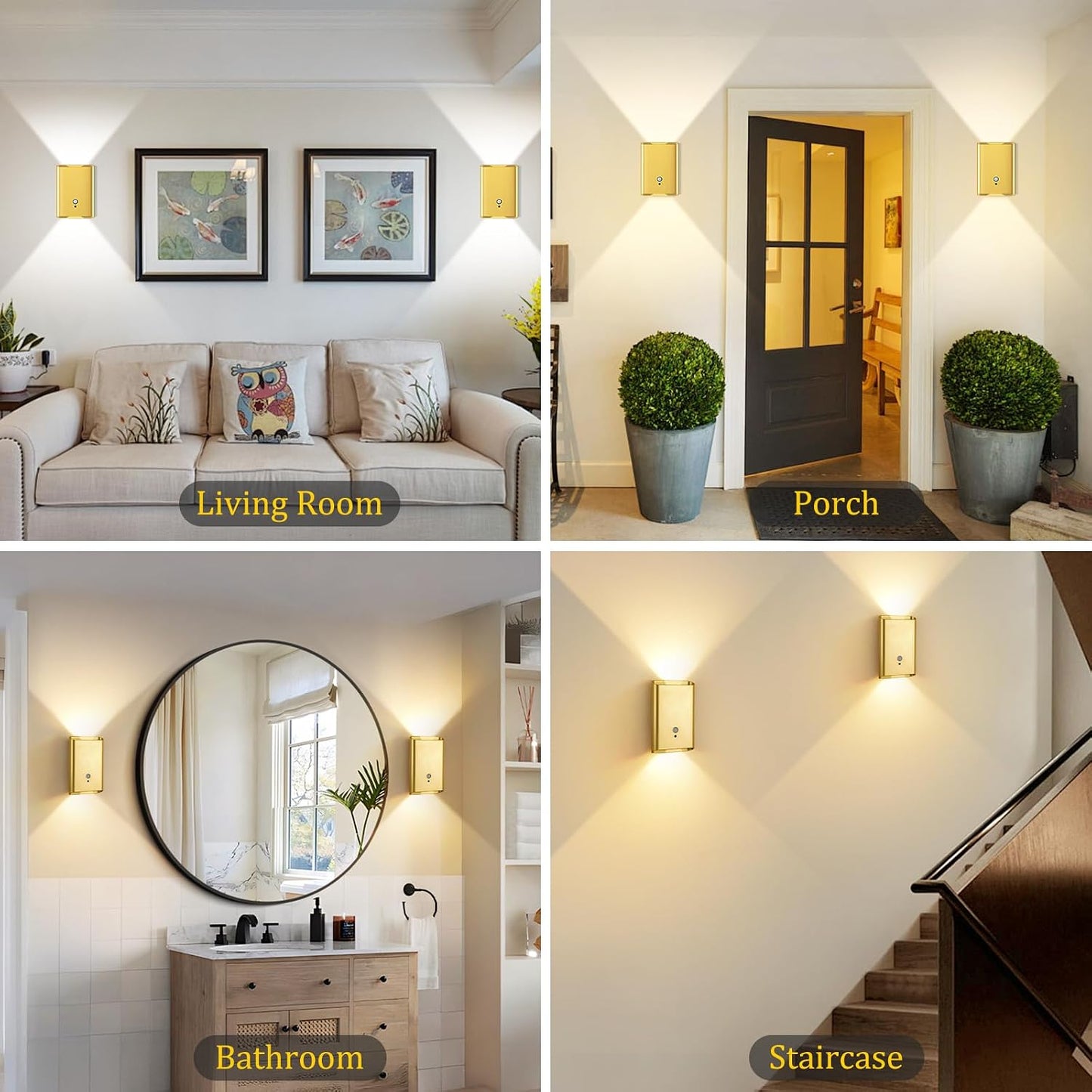 Eneru Motion Sensor Wall Sconce, Rechargeable Wireless Lights Indoor 2 Pack | 5000mAh battery powered, remote 3CCT dimmable, cordless magnetic mount, motion night light for hallway closet bathroom stair