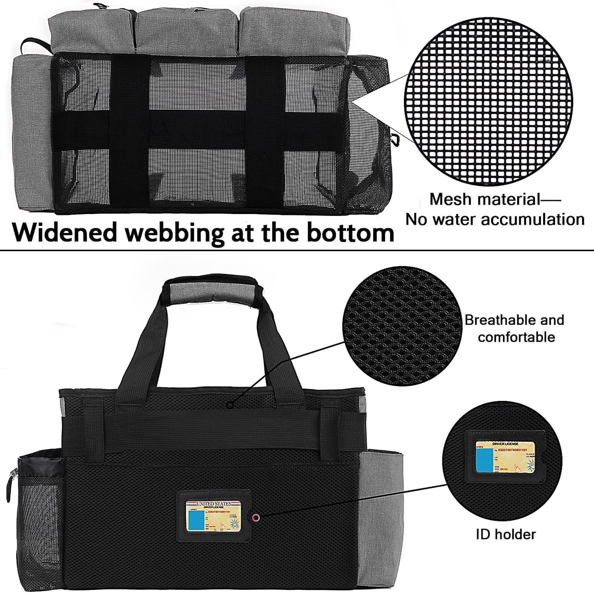 Large Cleaning Caddy Bag Built-in hard plastic sheet Aluminum foil lining | Waterproof nylon, aluminum foil lining, detachable dividers, dual straps for housekeepers