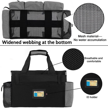 Large Cleaning Caddy Bag Built-in hard plastic sheet Aluminum foil lining | Waterproof nylon, aluminum foil lining, detachable dividers, dual straps for housekeepers