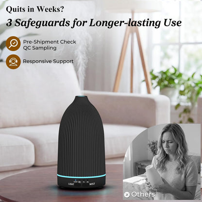 URPOWER 300mL Essential Oil Diffusers for Home Aromatherapy Diffuser | Up to 10 Hrs High/Low Mist Settings Quiet Diffuser Oil Machine Humidifiers Ideal for Bedrooms Living Rooms & Home Offices