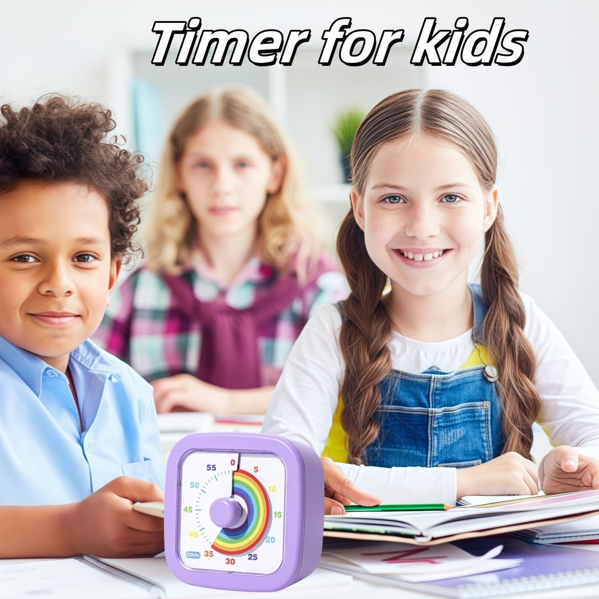Kids Visual Timer Cute Rainbow - 60 Minute Countdown Timer Time Management for Kids and Adults, Timer for Cooking Classroom Meeting (Blue)