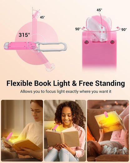 DEWENWILS Book Light, Amber Warm Clip On LED with 3 Adjustable Brightness for Eye Protection, Rechargeable USB Long Lasting Reading Light, Gifts for Bookworms, Kids (Black)