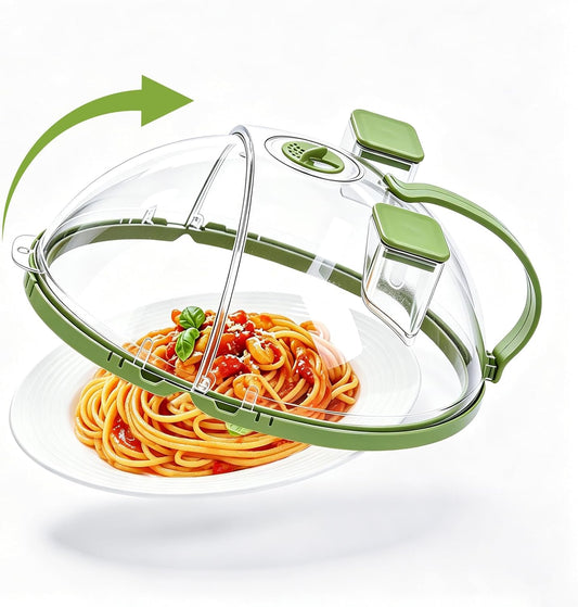 UFORU 10-Inch Foldable Microwave Splatter Cover for Food with Water Steamer