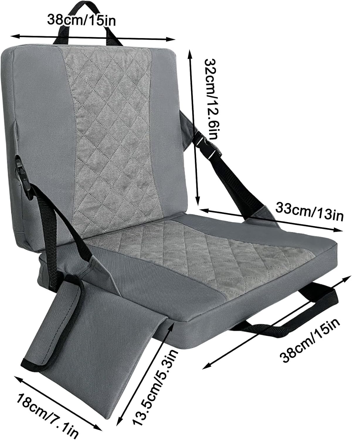 Heated Stadium Seats for Bleachers,Foldable Heated Seat Cushion,Portable Seat Pad,USB Powered Great for Outdoor Sports,Concerts,Camping (No Power Bank) (Grey)