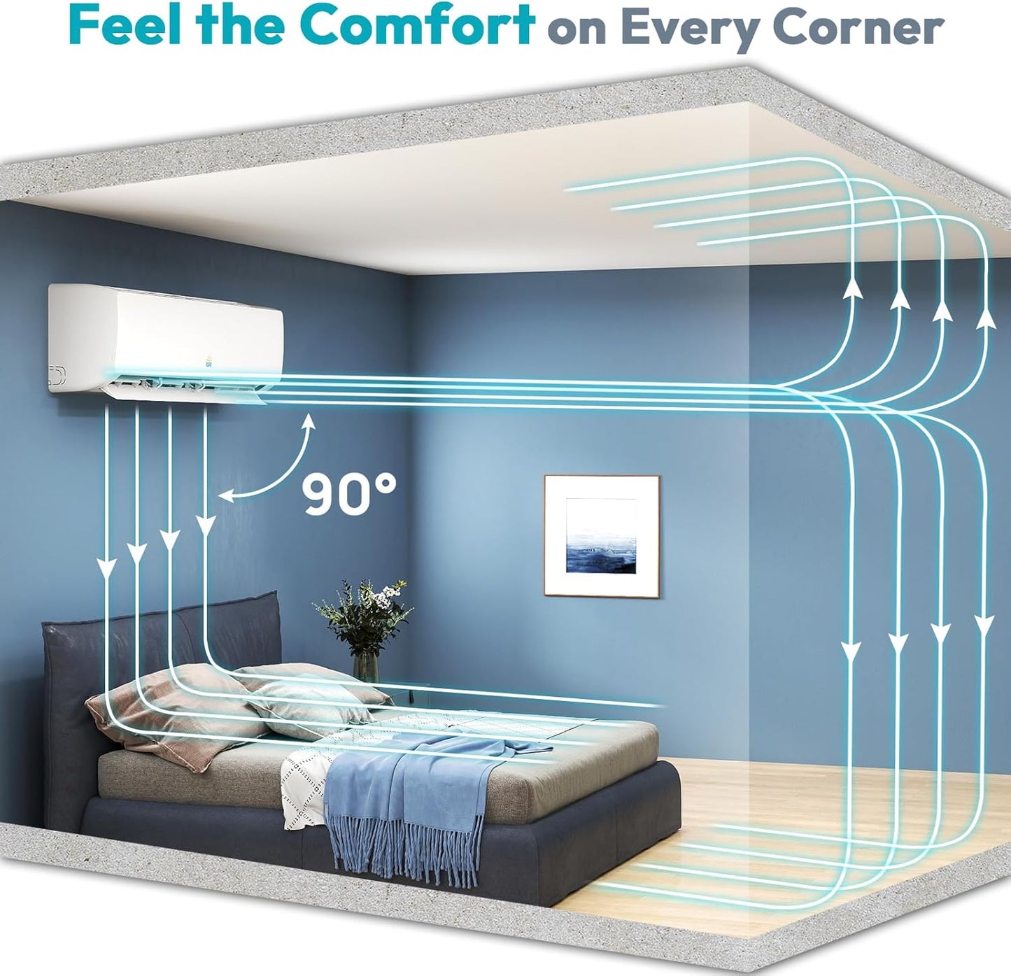Rellytech Mini Split AC/Heating System - 9000 BTU Mini Split AC Inverter Heating and Cooling, 19 SEER2 115V/110V Energy Efficient Ductless Air Conditioner Up to 550sq.ft, Pre-charged System