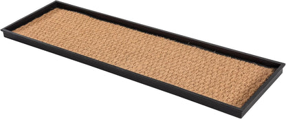 Anji Mountain Heavy Duty Waterproof Rubber Shoe Storage Mat Organizer/Boot Storage Tray Multi Use For Entryway with Coir, Tan Insert, Fits 2 Pair (24.5" Wide)