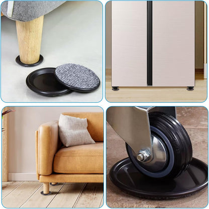 12 Pcs 1-5/8" Round Reusable Carpet Bottom Furniture Caster Cups, Floor Protectors for Chairs, Sofas, Tables Brown/Gray Furniture Sliders for Hardwood, Tile & Laminate