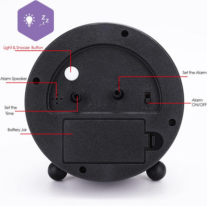 Lafocuse Black Battery Operated Alarm Clocks for Bedrooms Heavy Sleepers