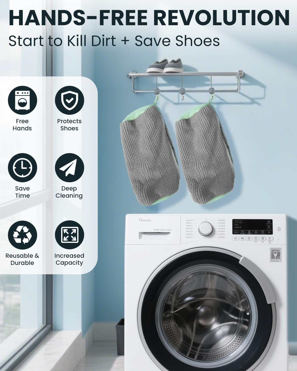 Shoe Washing Machine Bag: 2 Pack Reusable Shoes Cleaning Bags, Light Yellow | Heavy Duty Shoe Laundry Bag for Washer & Dryer, 360° Deep Clean for Sneakers Tennis Shoes, Gifts for Women Men (2pcs)