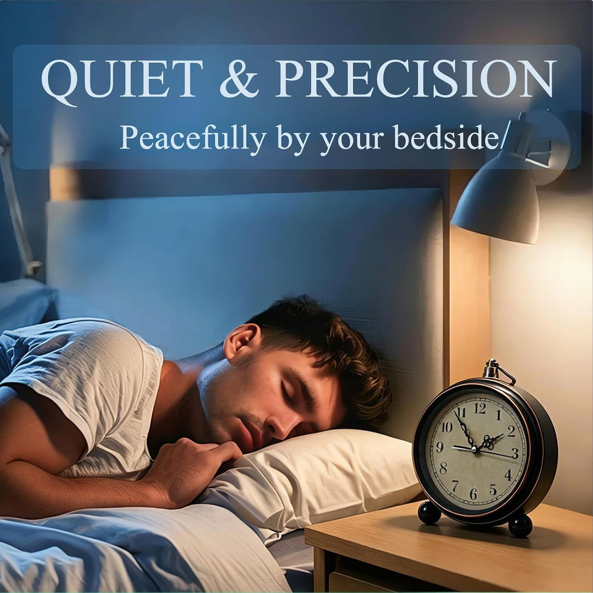 Vintage Analog Alarm Clock, 5.5 inch Hangable Super Silent Non Ticking Clock for Living Room, Bedroom, Desk, Gift Clock for Children Adults and Artist(Arabic)