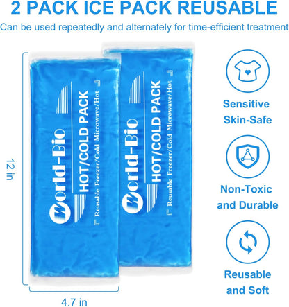 Gel Soft Flexible Ice Packs for Injuries, Reusable Cold Pack, Hot Cold Compress for Joint&Muscle Pain, Surgery Recovery, Inflammation, Swelling, Face, Head, Wrist, Ankle&Foot Injury, -5.1"x6.3"