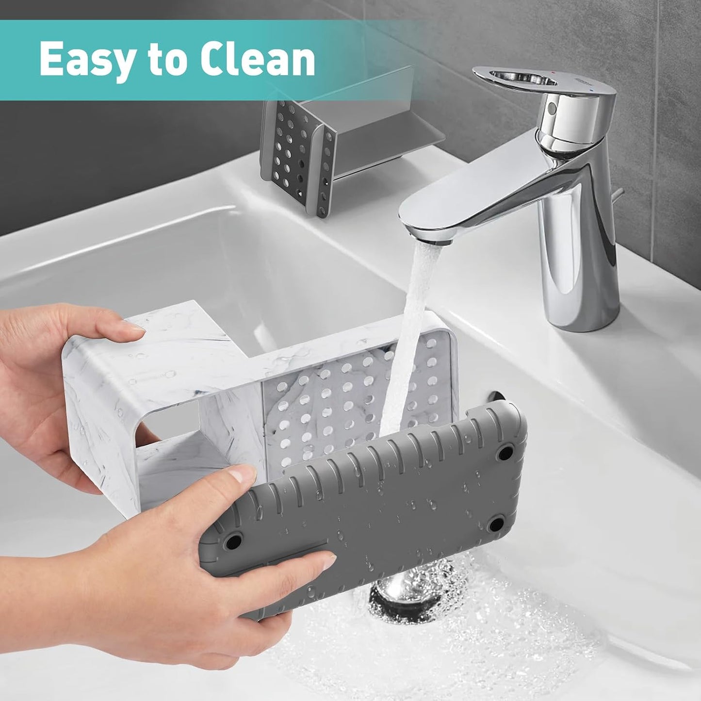 Toothbrush Holders for Bathroom Counter Organizer and Storage (White) | Easy To Clean, Drainage, Non-Slip, Detachable, Kids Electric Toothbrush and Toothpaste Holder for Bathroom