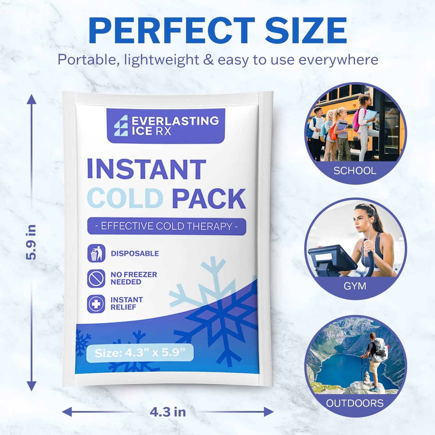 50 Pack Instant Ice Packs for Injuries, Disposable Instant Cold Pack