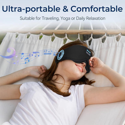 Sleep Eye Mask Bluetooth Headphones - 3D Contoured Zero Pressure Sleeping Masks 100% Blackout Eye Cover Breathable Sleeping Mask for Side Sleepers Wireless Earphone Ear Muff Headband Women Men Gift