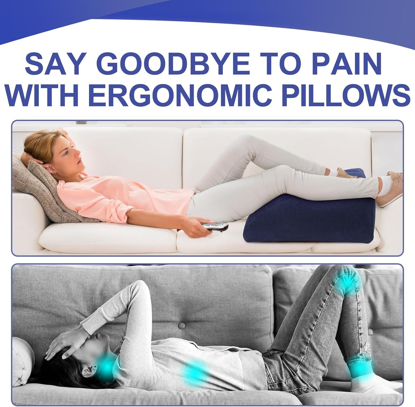 Inflatable Leg Elevation Pillow, Wedge Pillow for Sleeping, Portable Wedge Pillow, Improve Circulataion and Reduce Swelling, for Sleeping, Recovery, Pregnant (Grey)