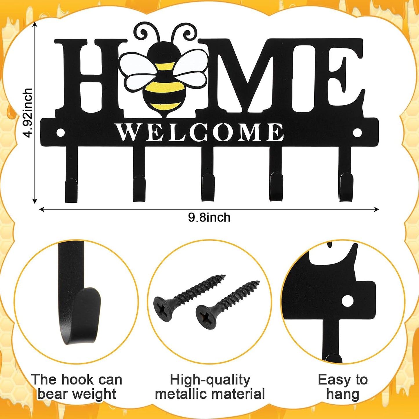 Key Holder Wall Mount Paw Print Metal Key Hooks Organizer Dog Leash Holder with 5 Hooks Rustic Farmhouse Decorative Welcome Home Wall Decor for Entryway Bathroom Dog Lover 9.8 Inch