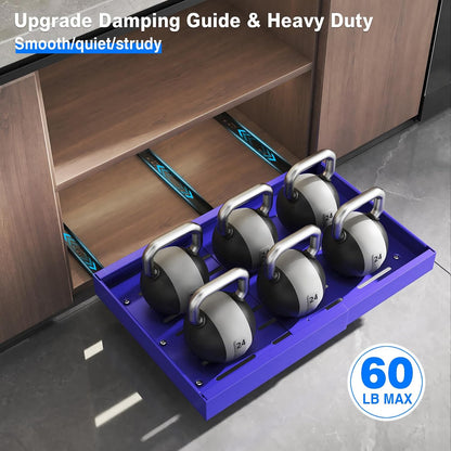 Mustorn 2 Pack Pull Out Cabinet Organizer, Slide Out Drawers for Cabinets, Peel and Stick, Heavy Duty Shelves for Kitchen, Cupboard, Pantry, Bathroom (16.5"D*11.8"W*3.94"H-Black)