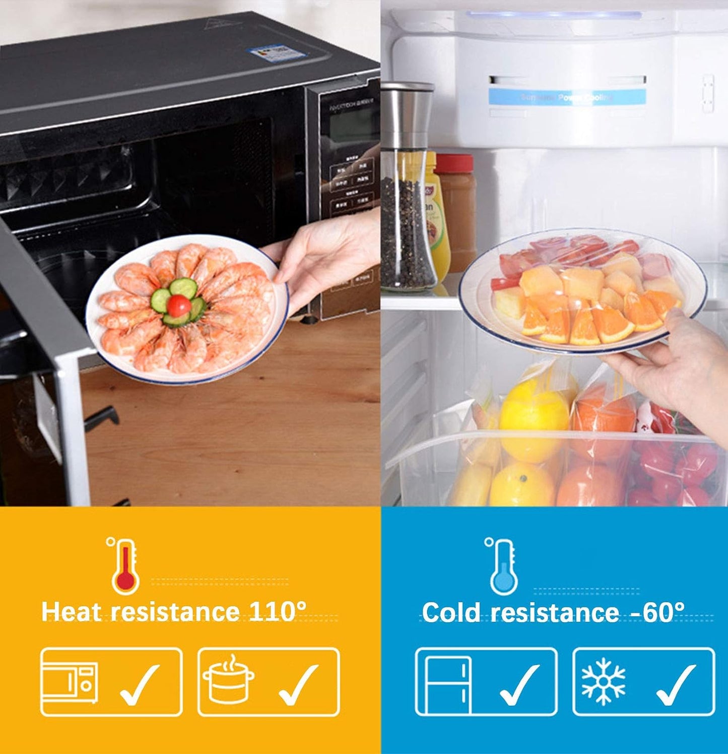 Plastic Wrap Dispenser, Slide Cutter 12‑Inch Cling Wrap Set | Refillable design fits 12‑inch rolls. Set includes cutting box and 328 Ft clear stretch film for food storage