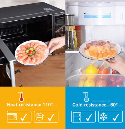 Plastic Wrap Dispenser, Slide Cutter 12‑Inch Cling Wrap Set | Refillable design fits 12‑inch rolls. Set includes cutting box and 328 Ft clear stretch film for food storage