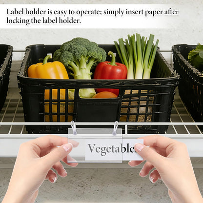 20Pcs Plastic Wire Shelf Label Holder Clip On Wire Basket Labels Storage Bin Labels Clip On for Storage Bins Shelf with Paper, 20pcs Label Insert Included 3.93x2.2 Inch
