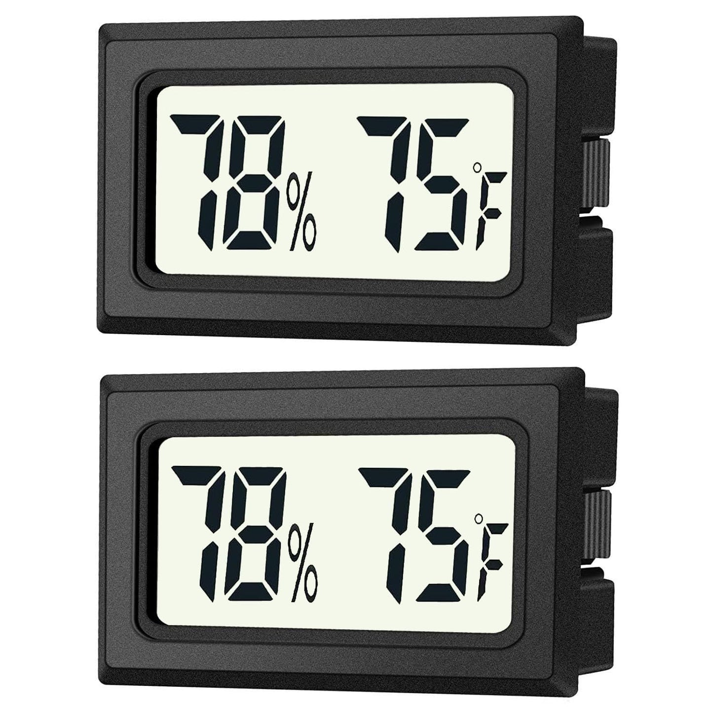JEDEW 2 Pack Mini Digital Hygrometer Thermometer Gauge, Indoor Outdoor Temperature Humidity Meter for Humidifiers Greenhouse Reptile Plant Humidors, Large LCD Screen, Display in Fahrenheit (℉) (2)