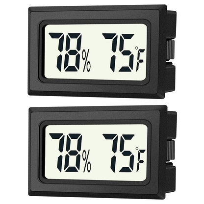 JEDEW 2 Pack Mini Digital Hygrometer Thermometer Gauge, Indoor Outdoor Temperature Humidity Meter for Humidifiers Greenhouse Reptile Plant Humidors, Large LCD Screen, Display in Fahrenheit (℉) (2)