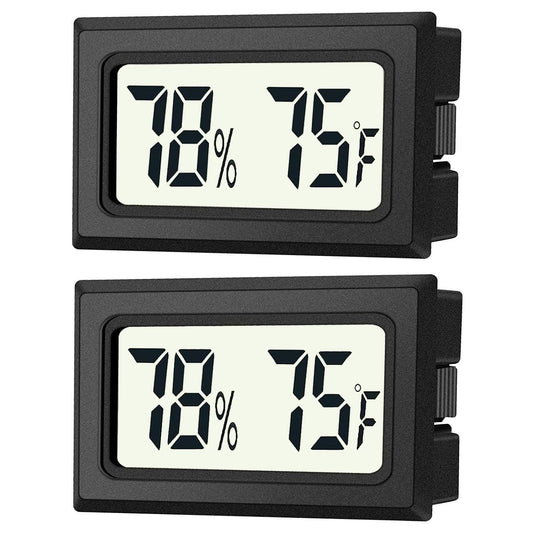 JEDEW 2 Pack Mini Digital Hygrometer Thermometer Gauge, Indoor Outdoor Temperature Humidity Meter for Humidifiers Greenhouse Reptile Plant Humidors, Large LCD Screen, Display in Fahrenheit (℉) (2)