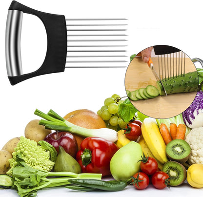 Onion Slicer Holder,Stainless Steel Onion Slicer for Slicing of Onions,Potato,Tomatoes,Avocados,Eggs and Vegetables(2PCS Black)