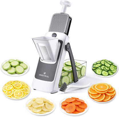 ONCE FOR ALL Safe Mandoline Slicer, Vegetable Slicer Potato Slicer, Gray | Vegetable Slicer For Food Potato Slices, Thickness Adjustable 0.1-8 mm Kitchen Artifact Fast Meal Prep, Gift, Only Slicer