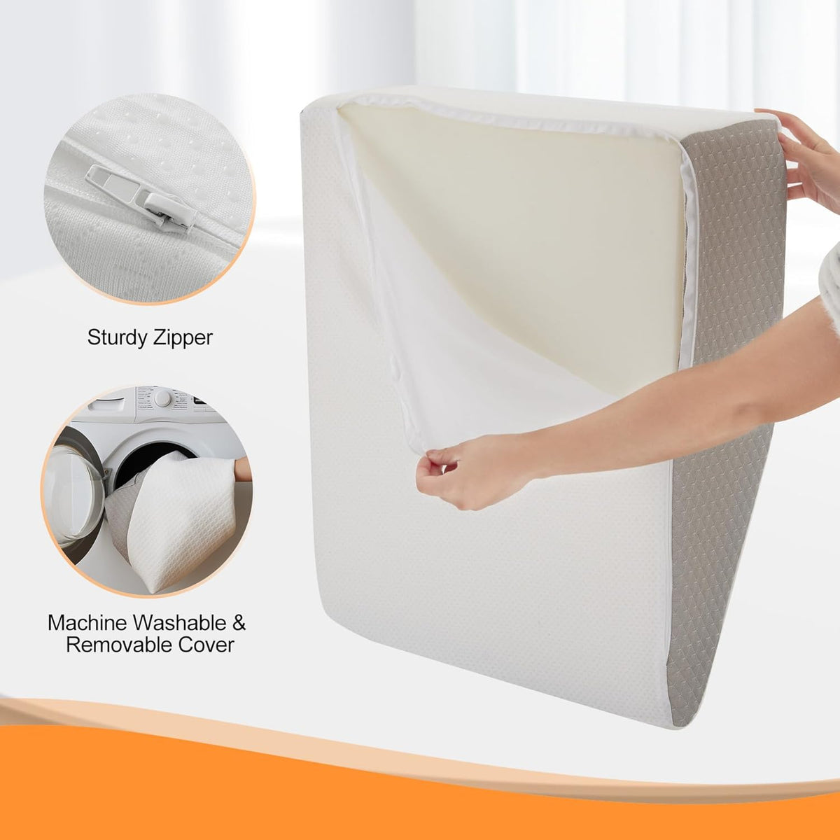 Ruqmuis Leg Elevation Pillow for After Surgery, 10inch Foam Leg Elevating Pillow for Swelling and Blood Circulation, Leg Wedge Pillow for Sleeping, Knee Pillow for Knee Hip Ankle Pain Relief, Velvet