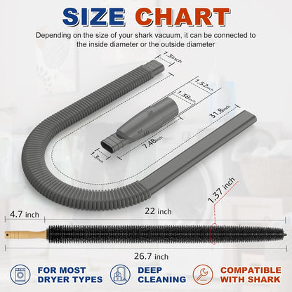 Sealegend Dryer Vacuum Hose Attachment Dryer Vent Lint Clean Kit for Shark | Vacuum Attachments Lint Remover for Shark NV350,NV351,NV352,NV353,NV360,NV500,NV501,Fits Most 35mm Vacuum,Fire Prevention