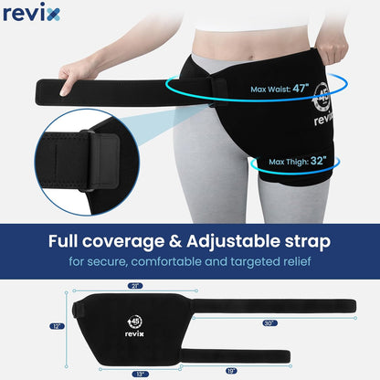 REVIX 45-Min Long-Lasting Hip Ice Pack Wrap, Extra Large Gel Ice Pack Reusable with Ice Grid Design, Cold Therapy Wrap for Hip Replacement, Sciatic Nerve & Hamstring Muscle Discomfort, 21" x 13"